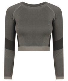 ONELLA SEAMLESS CROPPED LONGSLEEVE GREY/BLACK