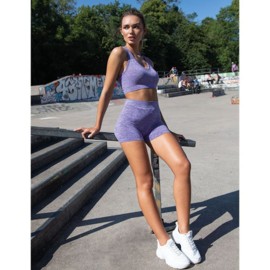 ONELLA SEAMLESS CROPPED MESH SPORTTOP PURPLE MELANGE