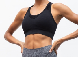 ONELLA SEAMLESS CROPPED MESH SPORTTOP BLACK