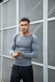 SEAMLESS LONGSLEEVE BLACK/GREY MELANGE