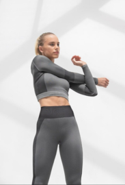 ONELLA SEAMLESS CROPPED LONGSLEEVE GREY/BLACK