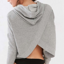 ONELLA SOFT CROSSED BACK HOODIE GREY MELANGE