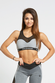 GYM GLAMOUR | GREY MESH TOP