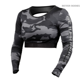 BETTER BODIES CHELSEA CROPPED TOP DARK CAMO