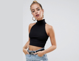 ONELLA TURTLENECK CROPPED TOP  BLACK