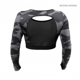 BETTER BODIES CHELSEA CROPPED TOP DARK CAMO