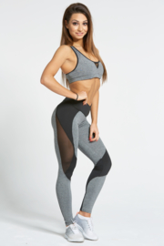 GYM GLAMOUR | SEXY BLACK/GREY FITNESS LEGGING