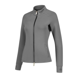 Mrs Ros soft-shell long sleeve training jacket pebble grey
