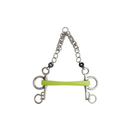 METALAB "FLEXI SOFT" PELHAM BIT, ONGEBROKEN MET KORTE SCHAREN