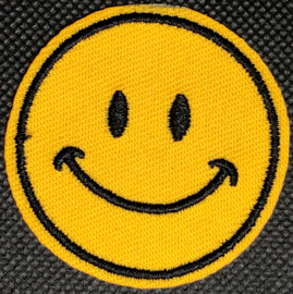 strijkembleem - Smiley - geel