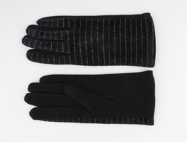 Handschoen Zwart Velours met Glans Streep