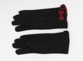 Handschoen Zwart met Rood Strikje