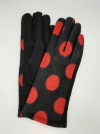 Handschoen Zwart/Rood Dots