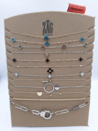 Zag Bijoux ketting Parelmoer klavertjes zilver