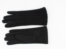 Handschoen Zwart Gebreid Motief met Glans Pareltjes
