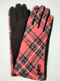 Handschoen Zwart/Roze Geruit