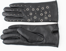 Handschoen zwart met metaal accessories,