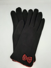 Handschoen Zwart met Rood Strikje