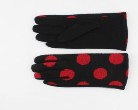 Handschoen Zwart/Rood Dots