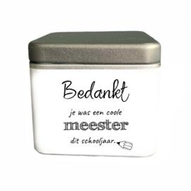 Bedankt Meester - Blikje Chocolade Bikkels