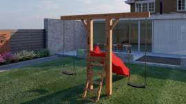 Authentieke Schommel | Goofy - Onbehandeld - Rood 3 m