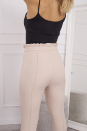 Broek dames, beige, hoog getailleerd