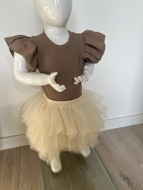 Ruffel top rib taupe