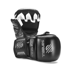 Sanabul Essential 7 oz MMA Hybride Sparringhandschoenen - zwart, zilver