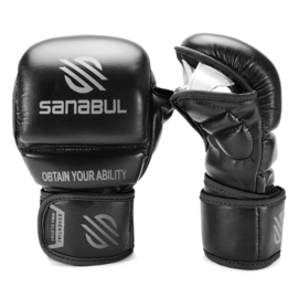 Sanabul Essential 7 oz MMA Hybride Sparringhandschoenen - zwart, zilver