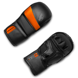 KMG X Hayabusa T3 7 oz Hybrid Sparring Gloves - zwart / oranje