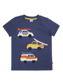 Frugi Applique T-shirt Navy Blue Vehicles