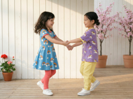 Maxomorra zwierjurkje Rainbow lichtblauw