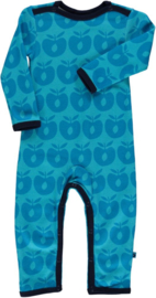 Småfolk wollen rompersuit retro appels blauw