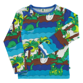 Småfolk longsleeve Dinosaur Blue Atoll