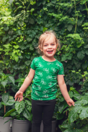 Cissi och Selma t-shirt Valda MINI Groen met fietsjes