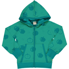 Maxomorra Zipper Hoodie Lined Mono Apple