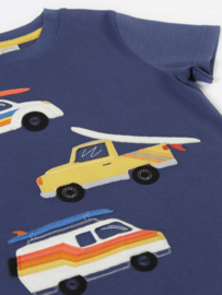 Frugi Applique T-shirt Navy Blue Vehicles