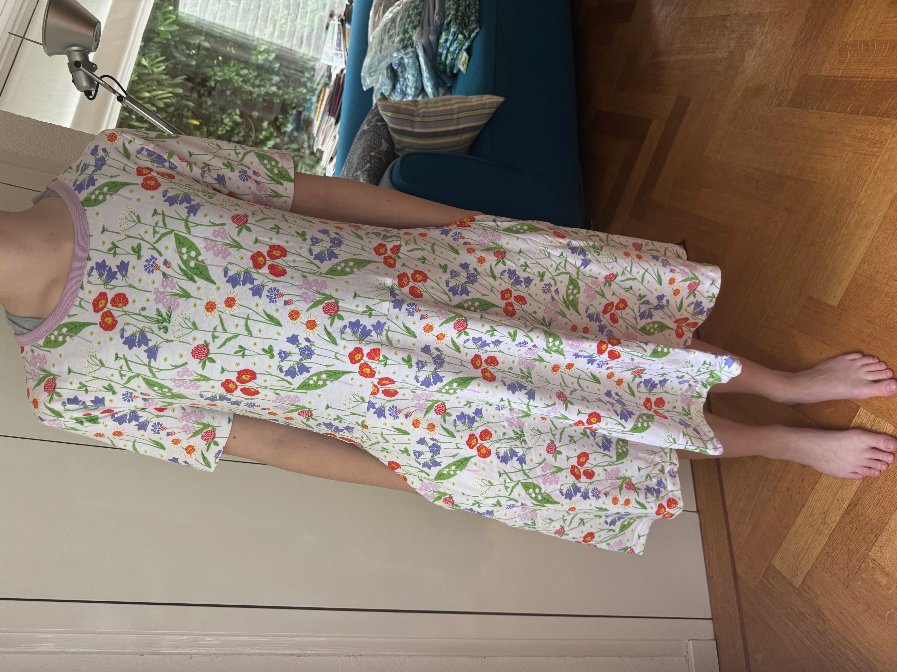 Duns jurkje korte mouw Skater Pink Midsummer Flower