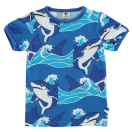 Småfolk t-shirt met haaien blauw