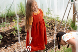 Orange Blooms Reversible Pinny Dress