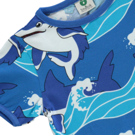 Småfolk t-shirt met haaien blauw