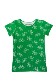 Cissi och Selma t-shirt Valda MINI Groen met fietsjes