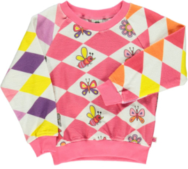 Småfolk sweater met buidelzak, Harlequin Butterfly & Bee