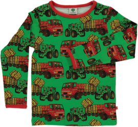 Småfolk longsleeve Tractors Groen