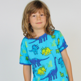 Småfolk t-shirt met dinosauriërs blauw