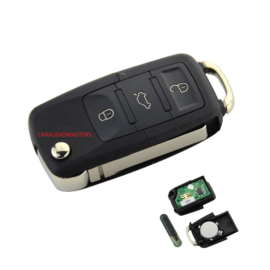 autosleutel geschikt voor Volkswagen klapsleutel 3 knoppen 434 Mhz - ID48 transponder chip - Sleutelblad HU66 Golf MK4 Passat Bora Beetle remote key auto sleutel