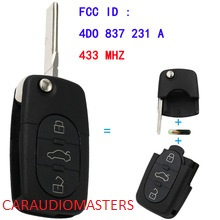klapsleutel key contactsleutel smart key 4D0837231A geschikt voor audi