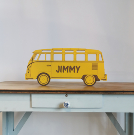 Houten VW bus met naam