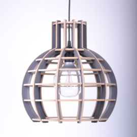 Houten hanglamp 'Globe' | grijs