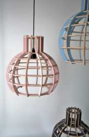 Houten hanglamp 'Globe' | oud rose